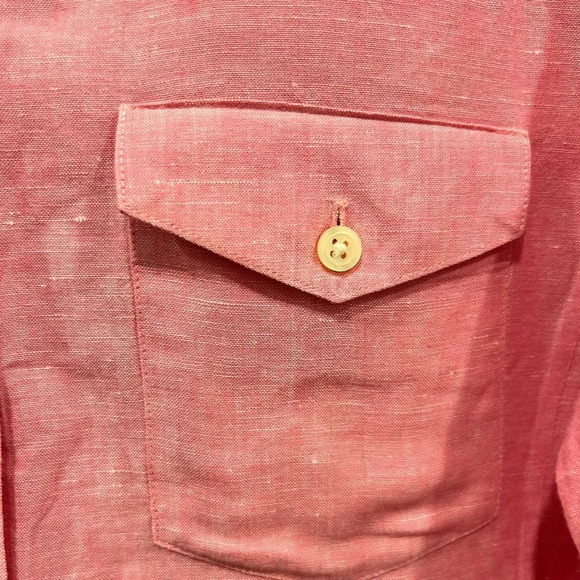 Banana Republic Pink‎ Flax Cotton Button Down Shirt women’s size Large - Picture 3 of 7